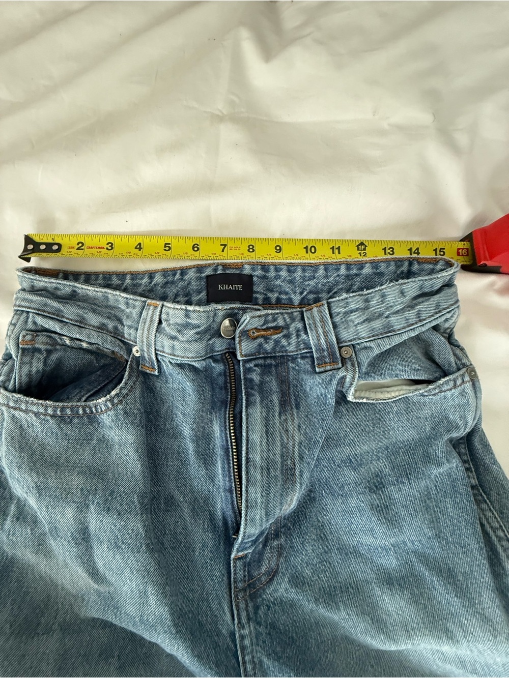 KHAITE High-Rise Straight Leg Jeans in Light Blue Wash - Picture 11 of 12
